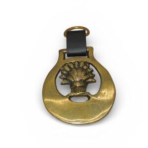 Wheat Sheaf Brass Equestrian Horse Medallion England Vintage